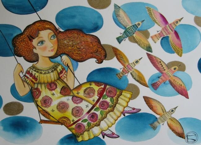 Peinture intitulée "Nuages d'enfance" par Oxana Zaika, Œuvre d'art originale
