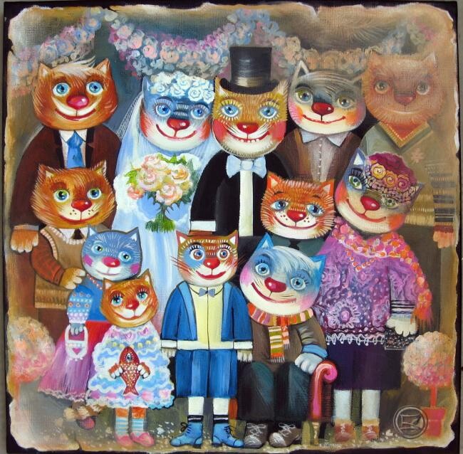Pintura titulada "Photo de famille" por Oxana Zaika, Obra de arte original, Acrílico
