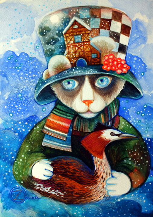 제목이 "Hiver"인 미술작품 Oxana Zaika로, 원작, 수채화