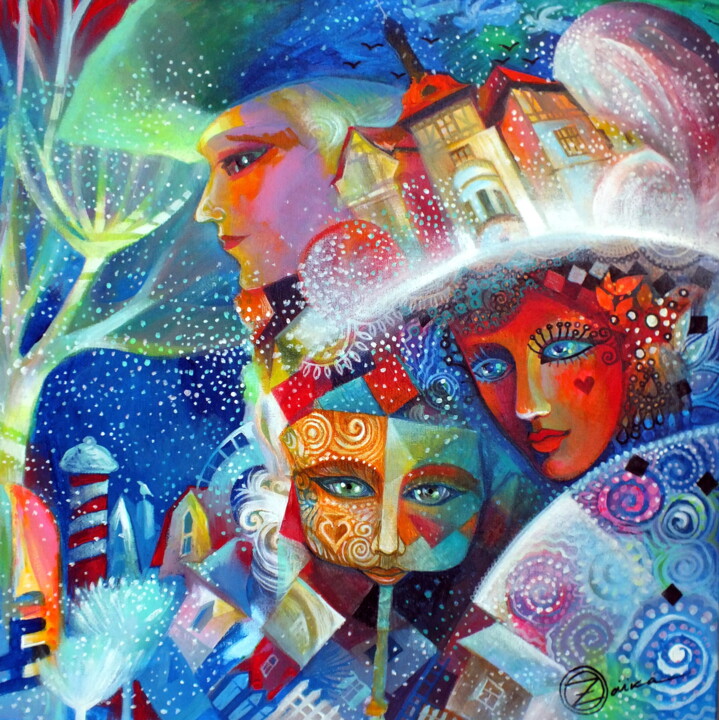 Painting titled "l'hiver" by Oxana Zaika, Original Artwork