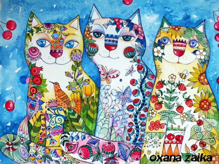 제목이 "TROIS"인 미술작품 Oxana Zaika로, 원작, 수채화