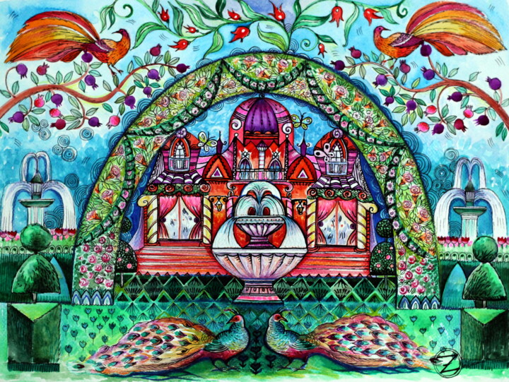 绘画 标题为“Happiness castle” 由Oxana Zaika, 原创艺术品, 水彩