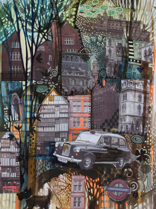 Collages titled "London" by Oxana Zaika, Original Artwork, Paper cutting