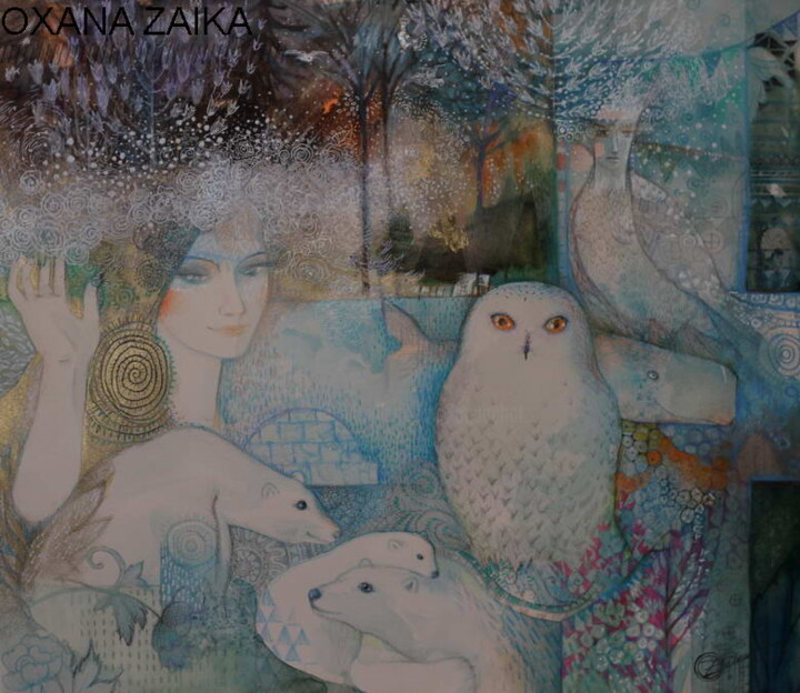 Painting titled "Winter tales" by Oxana Zaika, Original Artwork, Watercolor