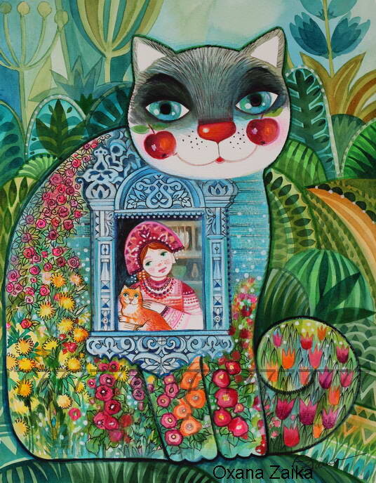 Peinture intitulée "La fenêtre" par Oxana Zaika, Œuvre d'art originale, Aquarelle