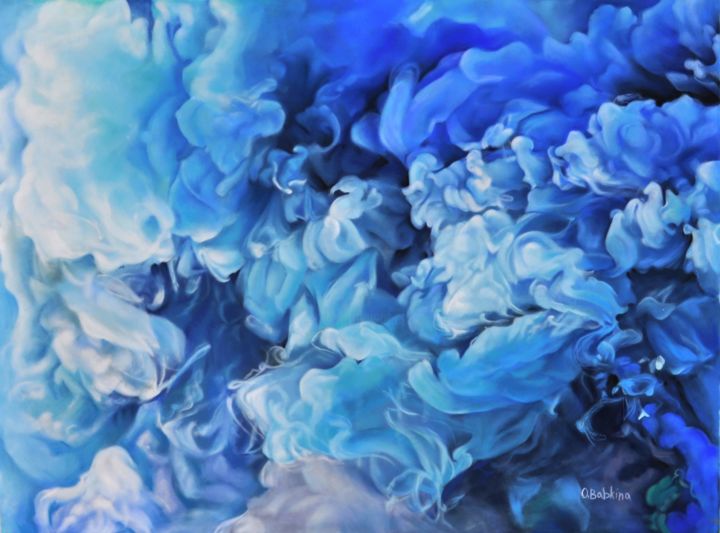 Pintura intitulada "Blue Smoke" por Oxana Babkina, Obras de arte originais, Pastel