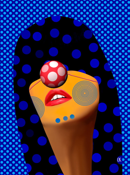Цифровое искусство под названием "clown " Pea"" - Oxana Kolyagina, Подлинное произведение искусства, Цифровая живопись