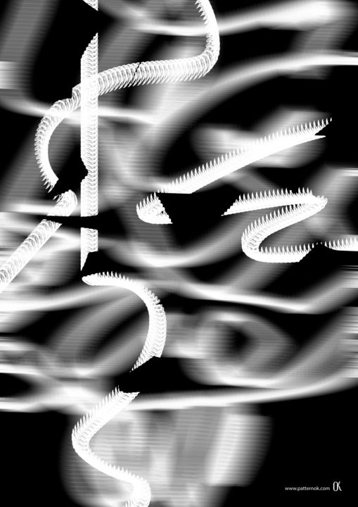 Digital Arts titled "black and white №303" by Oxana Kolyagina, Original Artwork, Digital Painting