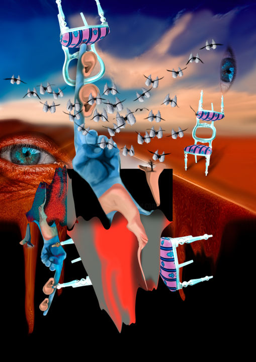 Digital Arts titled "collage surrealism" by Oxana Kolyagina, Original Artwork, Digital Painting