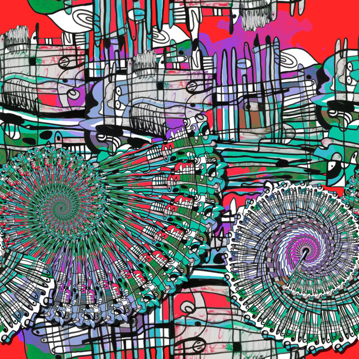 Digitale Kunst mit dem Titel "design pattern №458" von Oxana Kolyagina, Original-Kunstwerk, Digitale Malerei