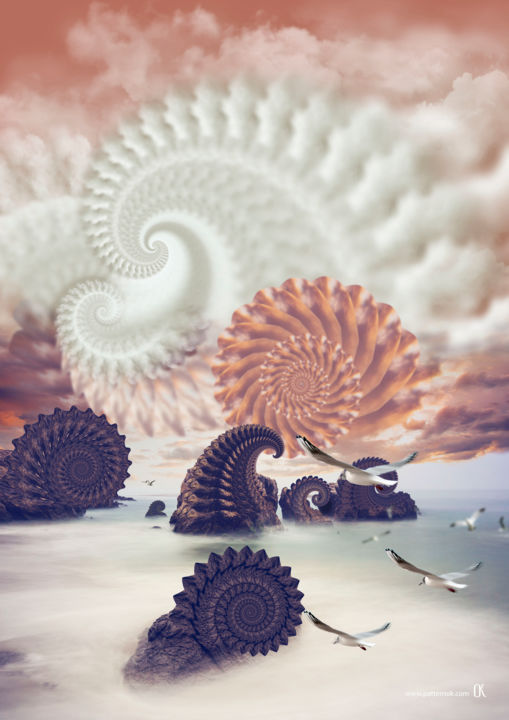 数字艺术 标题为“Fractal landscape” 由Oxana Kolyagina, 原创艺术品, 数字油画