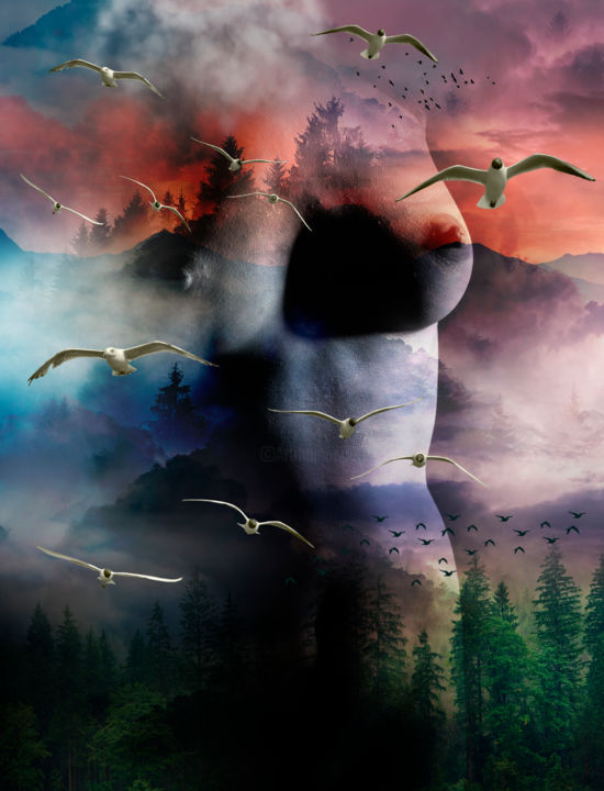 Digitale Kunst mit dem Titel "Nature" von Oxana Kolyagina, Original-Kunstwerk, Digitale Malerei