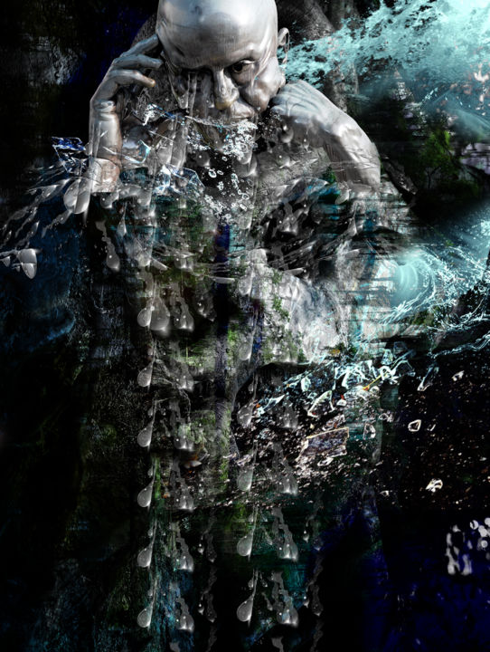 Digitale Kunst mit dem Titel "Root God Of Tears" von Oxana Kolyagina, Original-Kunstwerk, Collagen
