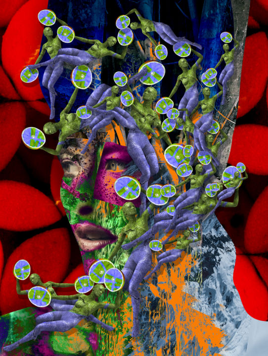 Digital Arts titled "Goddess Of the oran…" by Oxana Kolyagina, Original Artwork, Collages