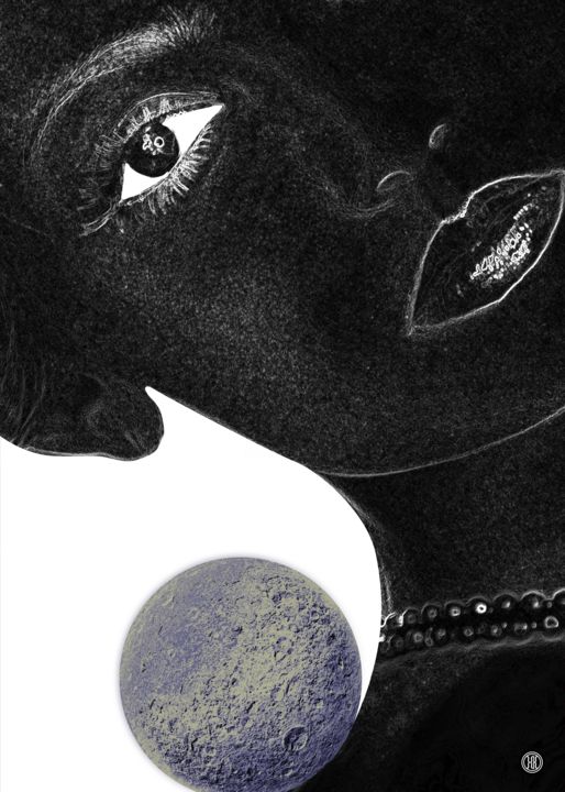 Arts numériques intitulée "Romantic moon" par Oxana Kolyagina, Œuvre d'art originale, Peinture numérique