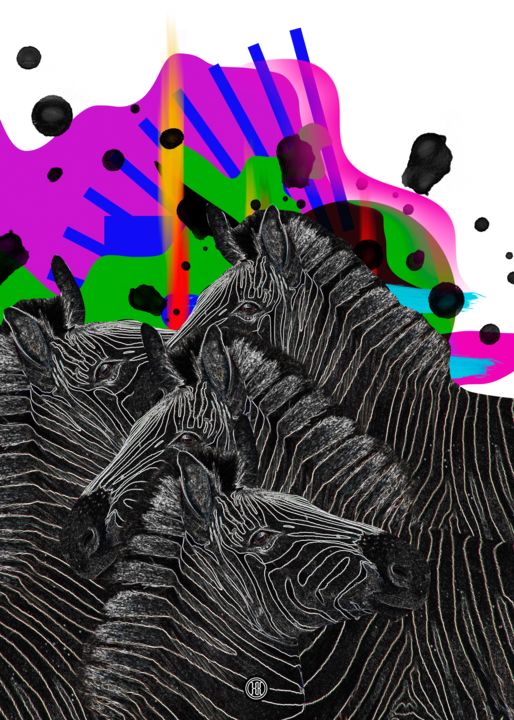 Digital Arts με τίτλο "zebras" από Oxana Kolyagina, Αυθεντικά έργα τέχνης, Ψηφιακή ζωγραφική