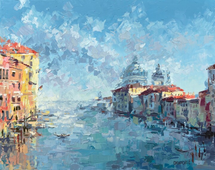 Painting titled ""Venice. City of Ro…" by Oxypoint, Original Artwork, Oil Mounted on Wood Stretcher frame