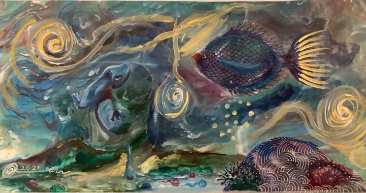"Denizde Huzur" başlıklı Tablo Oya Başaran Çıkın tarafından, Orijinal sanat, Suluboya