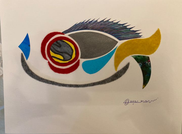 Collages titled "Fish1" by Oya Başaran Çıkın, Original Artwork, Collages