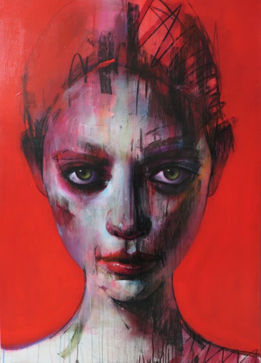 Pintura titulada "Le rouge" por Ozan Virgule, Obra de arte original, Acrílico
