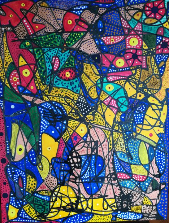 Peinture intitulée "Laberinto de colores" par Hilario Moreno, Œuvre d'art originale, Acrylique