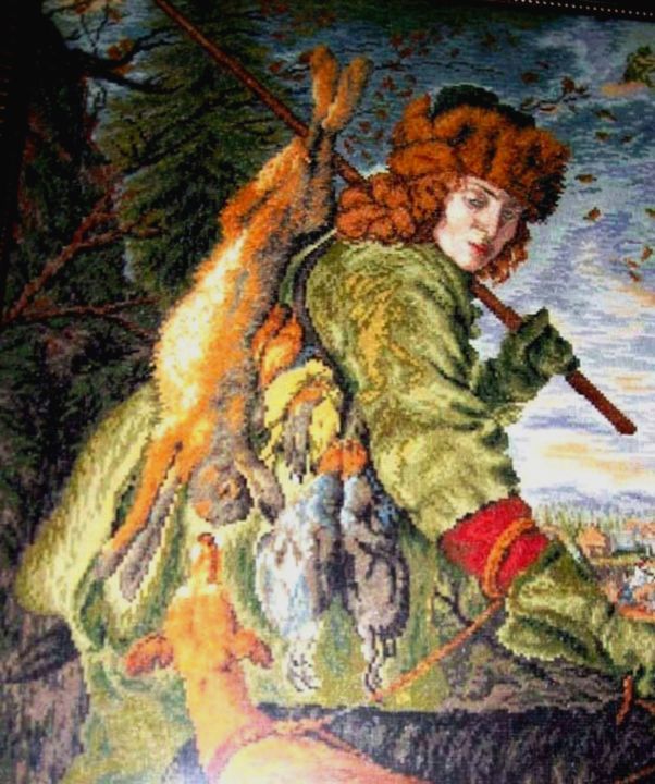 Malerei mit dem Titel "hunder" von Ozemkova, Original-Kunstwerk, Stickerei