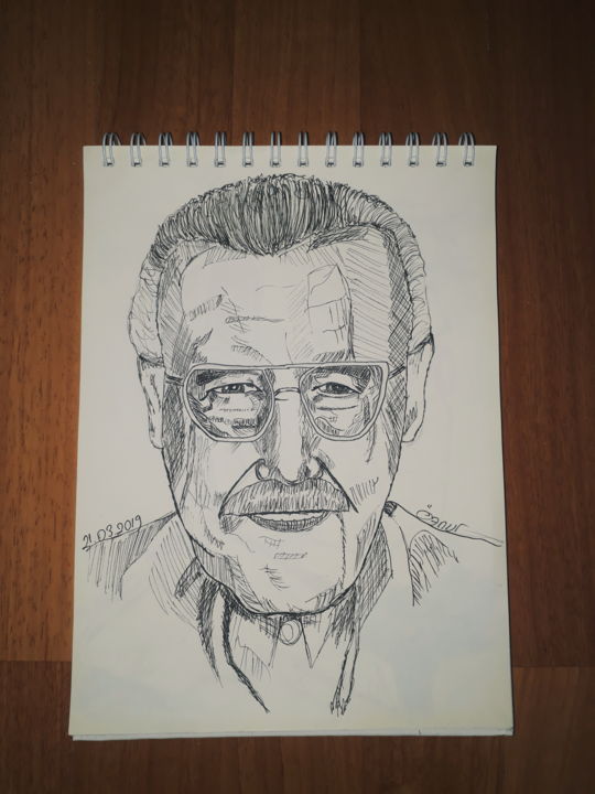 "Stan Lee" başlıklı Resim Öznur Demir tarafından, Orijinal sanat, Tükenmez kalem