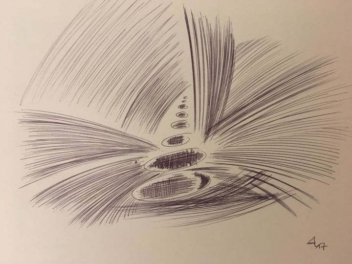 Dessin intitulée "UFO" par Ozzi Uaan, Œuvre d'art originale, Stylo à bille