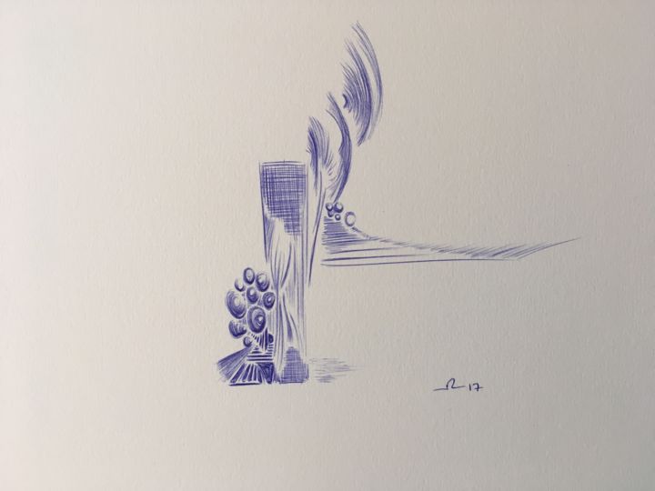 Drawing titled "Dimensions" by Ozzi Uaan, Original Artwork, Ballpoint pen
