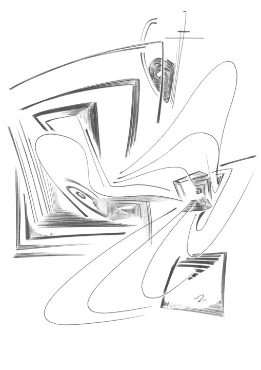 Drawing titled "Space Oddity" by Ozzi Uaan, Original Art, Ballpoint pen