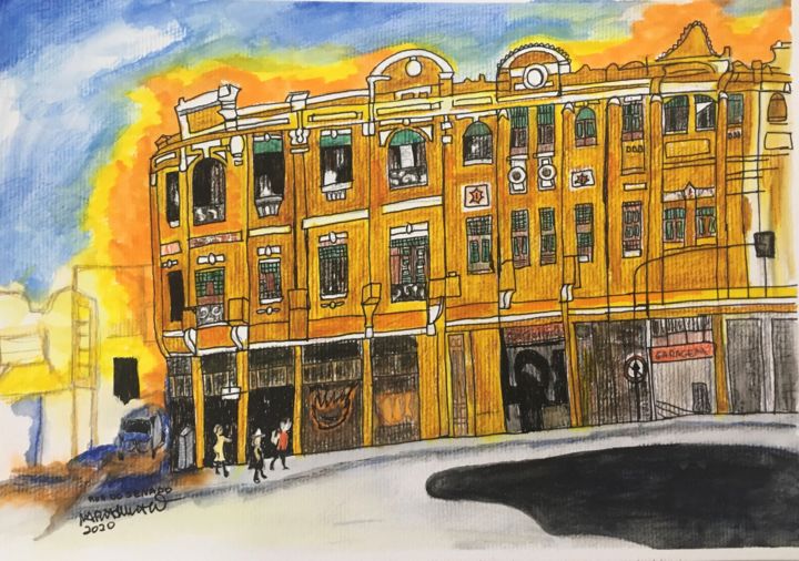 Pintura intitulada "Rua do Senado" por Maria Julia Walter, Obras de arte originais, Aquarela