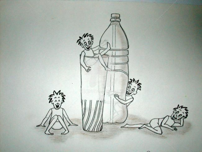 Drawing titled "Les Minis" by Cya, Original Artwork, Other