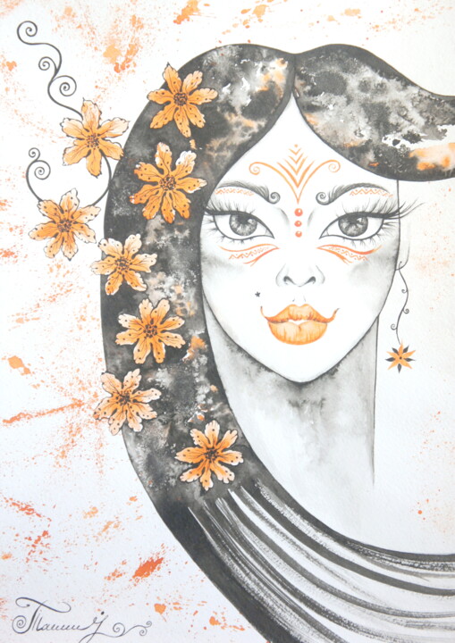 绘画 标题为“Ameya” 由Iryna Tatur, 原创艺术品, 墨