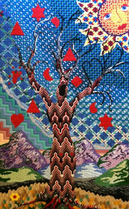 Textile Art titled "Lady As A Tree" by P.K. Brasby, Original Artwork