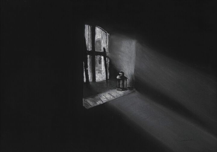 Рисунок под названием "Light" - P. Le Sommer, Подлинное произведение искусства, Пастель