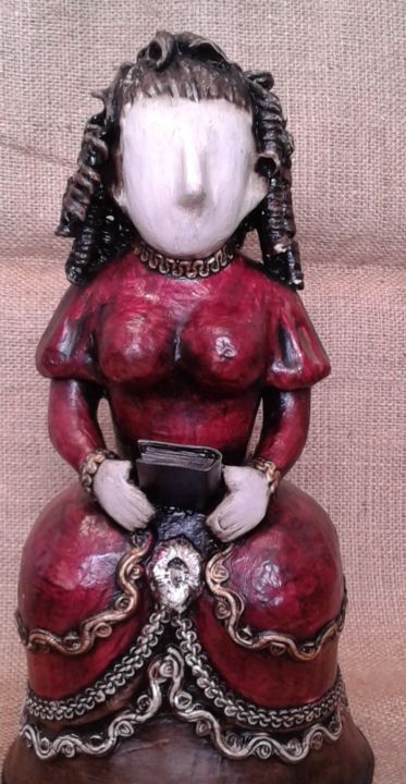 Скульптура под названием "Lady with book" - Aleksandr Shved, Подлинное произведение искусства, Папье-маше