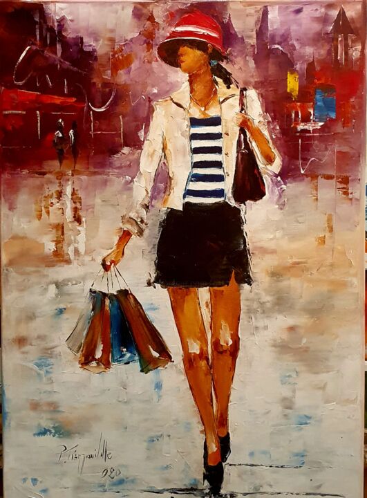 Painting titled "Sortie Parisienne" by Pierre Tremauville, Original Artwork, Oil