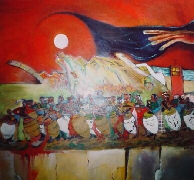 Painting titled "Candombe cuatro" by Pablo Cetrulo, Original Artwork