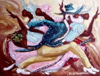 Картина под названием "Candombe 4" - Pablo Cetrulo, Подлинное произведение искусства, Масло