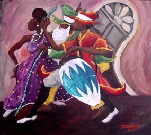 Pittura intitolato "Candombe 6" da Pablo Cetrulo, Opera d'arte originale, Olio