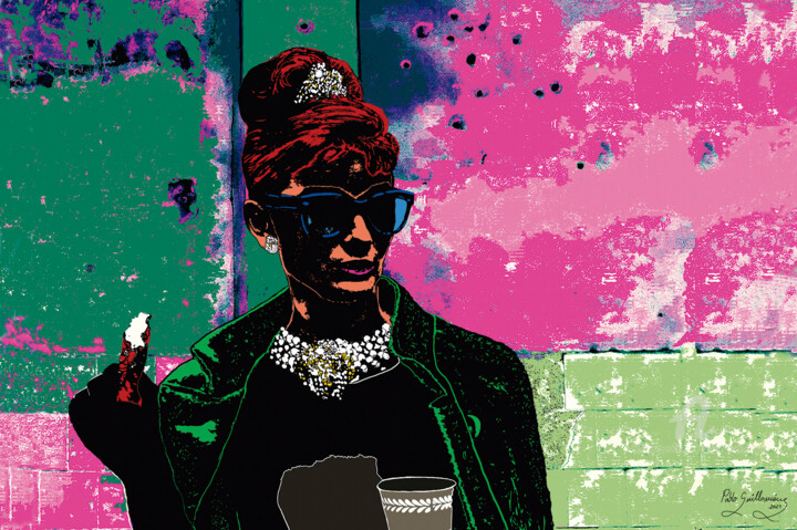 Digital Arts titled "Audrey Hepburn-Brea…" by Pablo Guillamon, Original Artwork, Digital Painting
