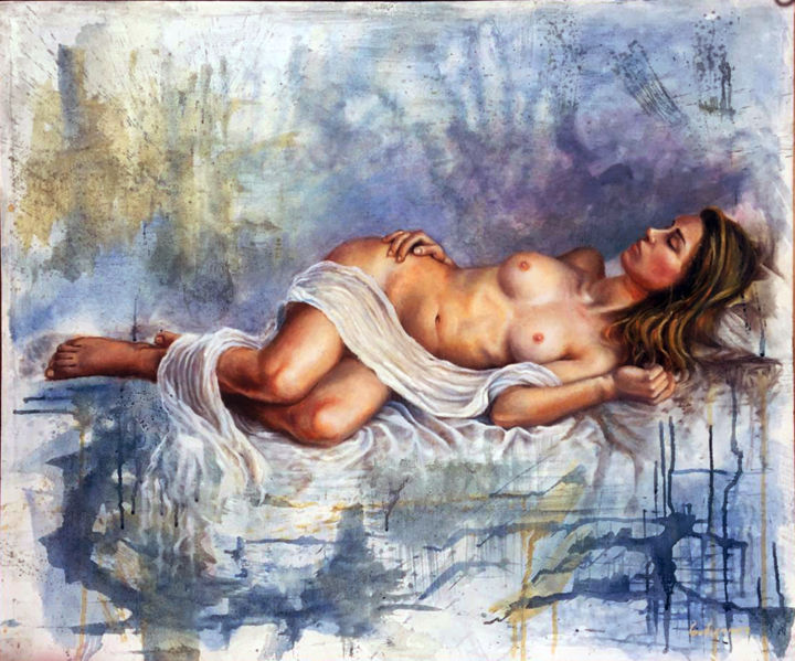 Картина под названием "Desnudo" - Pablo Gutiérrez, Подлинное произведение искусства, Акрил