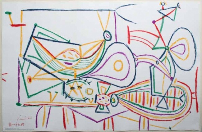 Printmaking titled "Picasso - Still life" by Pablo Picasso, Original Artwork