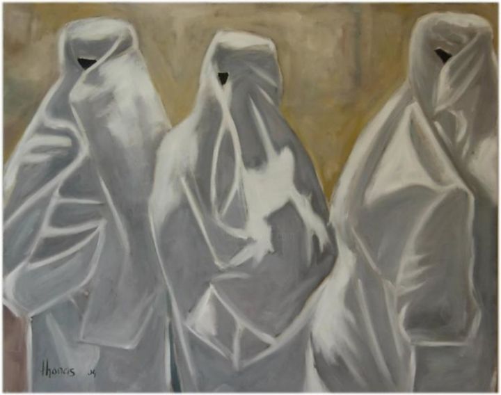 Painting titled "femmes arabes" by Alain Thomas, Original Artwork, Oil