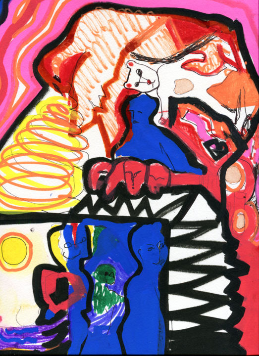 Картина под названием "Sin título" - Pablo Obispo, Подлинное произведение искусства, Чернила