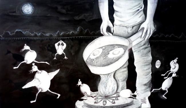 Rysunek zatytułowany „Salvese quien pueda…” autorstwa Pablo Peppino, Oryginalna praca