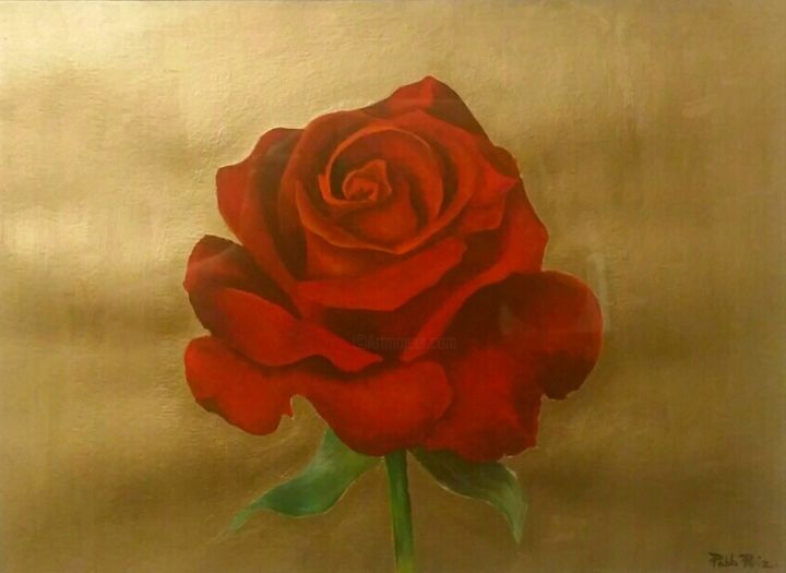 Painting titled "Rose" by Pablo Ruiz, Original Artwork, Oil