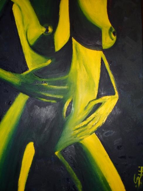 Pittura intitolato "Figura mujer verde/…" da Pablo Setti-Oleos, Opera d'arte originale