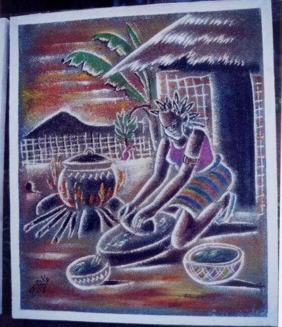 Painting titled "Ménagère" by Paco, Original Artwork, Oil