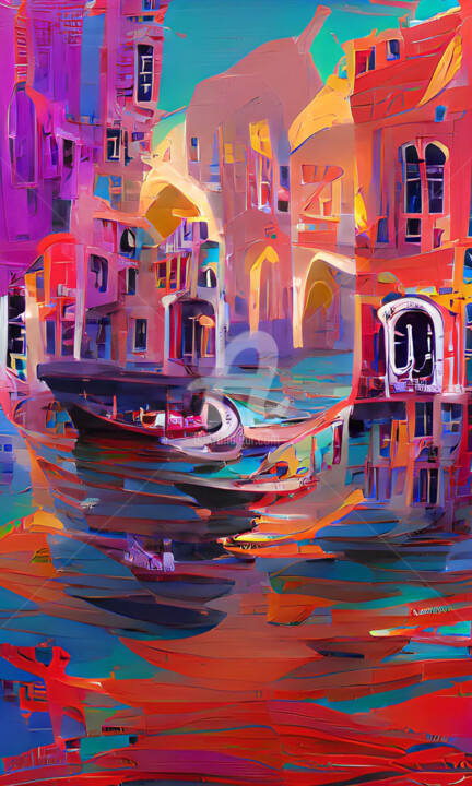Digital Arts titled "Venecia V" by Paco Fuente, Original Artwork, Digital Painting